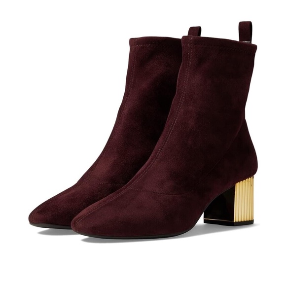 MICHAEL Michael Kors Shoes - New Michael Kors Porter Mid Bootie Merlot Gold Stretch Sock Boots